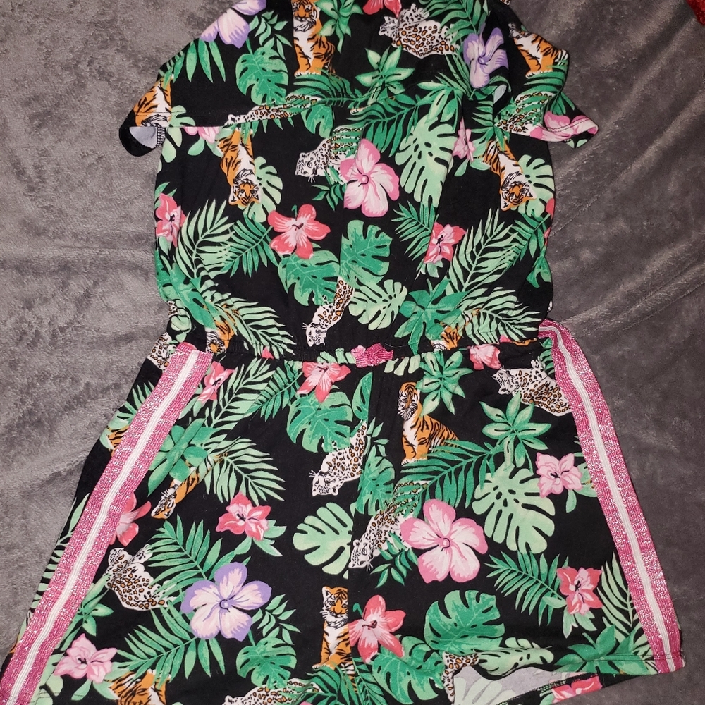 Girl's Tropical, Floral Romper